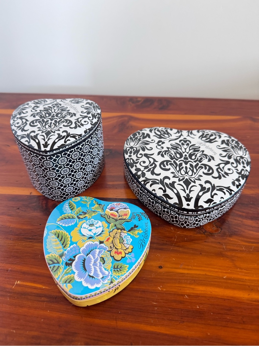Brighton Heart Tin Box Lot of 3 Jewelry Keepsake Storage Boxes